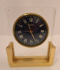Vintage Rare Mid Century Bulova 2RA007 Wind Up Alarm Clock Acrylic Lucite Brass picture