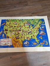 VINTAGE  DETAILED CARTOON MAP AMERICAN FOLKLORE & LEGENDS BY MCKEE picture