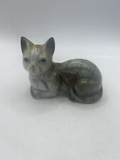 Vintage Porcelain Ceramic Grey Tabby Kitten Cat Figurine Decor Small picture