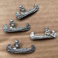  Pewter Man In A Canoe Figurine  Lot of 4 picture
