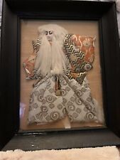 Vintage Doll 22in. Japanese Kabuki Renjishi White Hair Lion Dancer - Framed picture