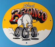Vintage Ford Bronco Sign - Gas Pump Service Porcelain Sign - Porcelain Auto Sign picture