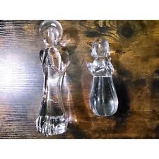 vintage twos company set hand made clear chrystal heavy glass angel/little girl picture