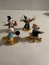 Spoontiques Pewter Clown Figurines Visit   Foot Juggling Swarovski Crystals Set picture