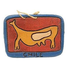 Vintage Decorative Chile Wall Plaque -  Hanging Red Clay Pottery Chilean Vicuna  picture