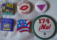 Vintage Activist buttons AIDS Walk Los Angeles, CA Prop 174, Anti-smoking picture