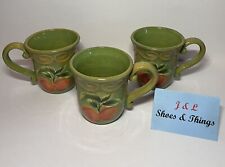 Certified International Susan Winget Green Antique Orchard (3) Peach  Mugs EUC picture