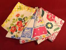 LOT OF 5 COLORFUL VINTAGE MID CENTURY TABLECLOTHS NICE FOR USE OR CUTTERS??? picture