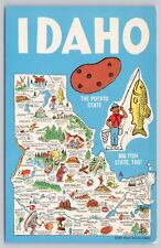 Idaho State Pictoral Map, Landmarks & Attractions, Vintage Postcard picture