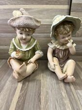 Vintage Piano Babies Children Bisque Porcelain Figures Marked 6162 picture