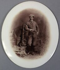 circa 1910 unusual EDWARDIAN transfer-printed photograph on oval CERAMIC plaque picture