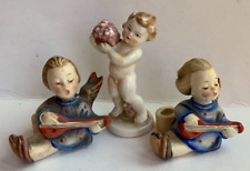 Lot of 3 Vtg Goebel Figurines: 2 Angels Playing Lute, Cherub with Fruit, Germany picture