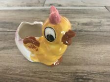 Vintage Florart Ceramic Planter Baby Chick w/ Cracked Egg Hand Painted 3-1/2