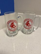 Vintage Set Of 2 Chippewa Falls Wisconsin High School Cardinals Glass Steins EUC picture