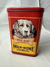 VTG Milk Bone Dog Biscuit Treat Tin Red Collector Canister 16 oz Vintage 1995 picture