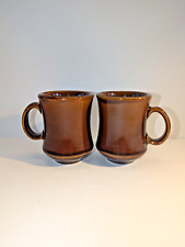 Pair Vintage Crestware Brown 6 oz Bell Curved Heavy Thick Diner Coffee Mugs picture