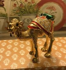Enamel/Hinged~Camel Trinket/Jewelry Box~Figurine~Jeweled/Bedazzled Ornate~ 2.5”H picture