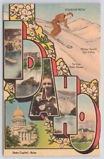 Idaho Large Letter Greeting Linen Postcard picture