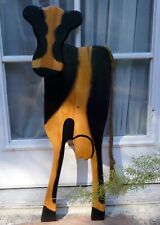Giant Wooden Cow Rope Tail Hand Made Wood Hanging Wall Art Bovine shape picture