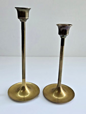 Set Of 2 Vintage MCM Brass Candlesticks Candle Holders Tapers, 7