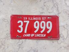 1957 Illinois Auto Car Truck Vehicle License Plate 37 999 picture