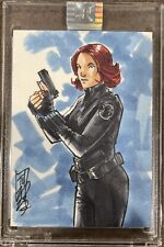Marvel Black Widow Scarlett Johansson Sketch Card Autographed  by Tom Hodges 1/1 picture