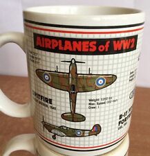 Military Airplanes Mug WW2 Vintage Coffee Mug Papel Spitfire B-17 Flying Fortres picture
