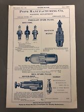 May 1904 Pope Manufacturing Automobile Spark Plugs Advertisement 9” X 6” picture