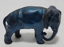 Antique Castiron Blue Elephant Still Bank Hubley Figural Toy Zoo Penny Bank picture