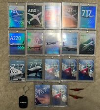 Delta Airplane Pilot Trading Cards-Set Of 17 (5/Holographic), Wings, Key Chain picture