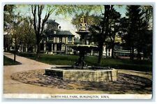 c1910s North Hill Park Fountain Trees Residences Burlington Iowa IA Postcard picture