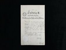 1857 Royal Prince Ludwig Louis III Grand Duke Signed Document Manuscript Letter picture