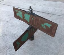 Double Sided Cross Street Sign Antique Metal Embossed Full Size New Mexico picture
