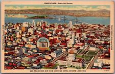 San Francisco, California Postcard HOTEL SENATE Aerial View Curteich Linen 1936 picture
