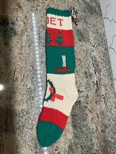 Hand Knit Christmas Stocking Vintage Wreath Tree Candle Pattern JANET picture