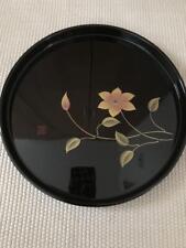 Japanese Tetsusen Black Shakumaru Tray Lacquer Ware Lacquered Real Gold Hand-Pai picture