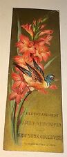 Rare Antique Victorian American New York Advertising Newspaper Bird Trade Card picture