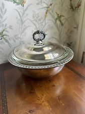 Vtg Eales Fire King 1779 Silverplated Server Clear Glass Nested Bowl Anchor Hock picture