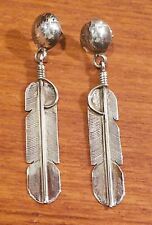 CHARLEY, Navajo. New Old Stock/Vintage 1990's  Sterling Feather Earrings, signed picture
