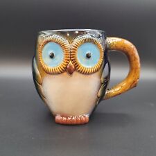 Gibson Owl Stoneware 3D Textured Owl Retro Coffee Tea Mug Cup picture
