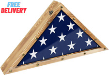 Rustic Wood Military Flag Display Case for American Veterans Memorial, Burial, F picture