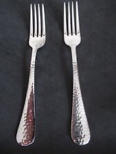 2-Reed & Barton Olde English Hammered Stainless Flatware Dinner Forks picture