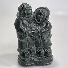 Vintage Young Inuit Couple Wedding Eskimo Art Hand Made Canada Resin W/ Sticker picture