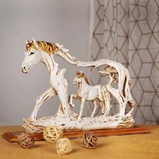 Horse Figurine Resin Statue Sculpture Decor White Brown Vintage Hollow Home Gift picture
