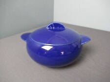 Vintage Cobalt Blue Pottery Casserole Dish w/ Lid - Kilns Marks on Bottom - c sb picture