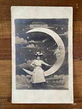 Antique 1910s RPPC Riverview Exposition Chicago Woman Sitting on Paper Moon picture