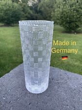 Tiffany & Co Woven Cylinder Basketweave Crystal Vase 8” Made In Germany picture