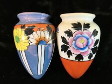 2 Hand Painted Porcelain Floral Wall Pockets Japan picture