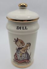 Vintage MJ HUMMEL Dill SPICE JAR Danbury Mint Gold Trim Porcelain 1987  picture