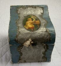 Antique Victorian Collar Box, Celluloid Young Girl Design, Paper Covered, Blue picture